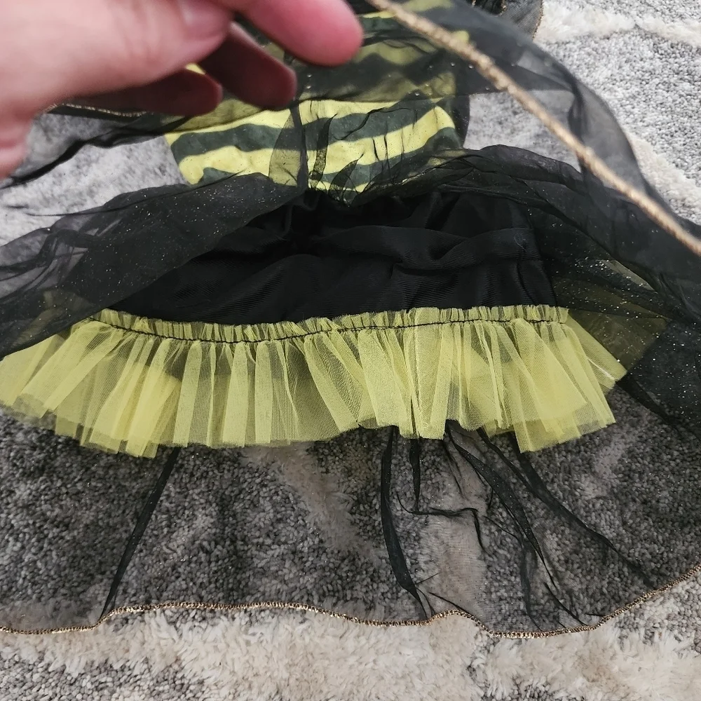 Bumble Bee Dress Halloween Costume Cosplay Dress Up Size 2-4 Years Black Lace